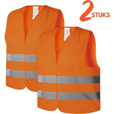 Merkloos Oranje Veiligheidshesje met Reflectie - XXXL - 2 Stuks - Veiligheidsvest - Reflectievest
