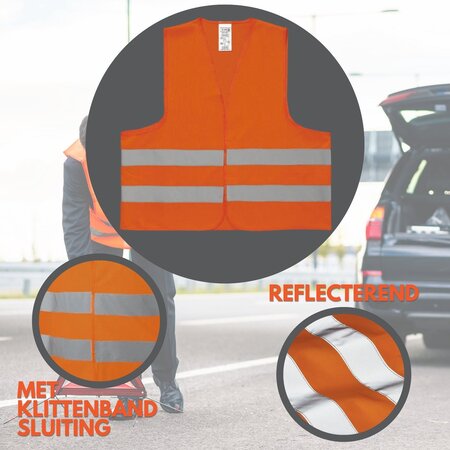 Merkloos Oranje Veiligheidshesje met Reflectie - XXXL - 2 Stuks - Veiligheidsvest - Reflectievest