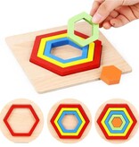 Merkloos Houten vormen puzzel - Educatief montessori speelgoed - Peuter, kleuter - 15 x 15 cm