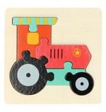 Tractor Puzzel - Educatief vormen Puzzel - Montessori Speelgoed - Kleuren Puzzel - 11 cm