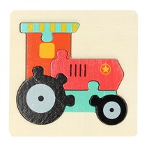 Tractor Puzzel - Educatief vormen Puzzel - Montessori Speelgoed - Kleuren Puzzel - 11 cm