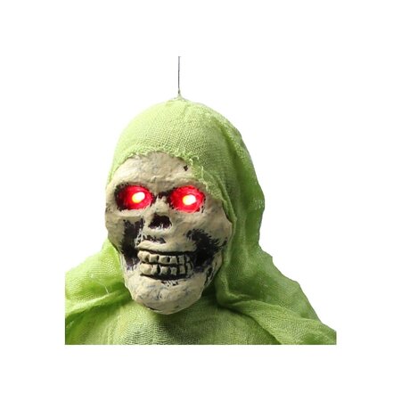 Merkloos Halloween horror pop met licht - Halloween thema - Hangend Skelet- 55 cm - Groen