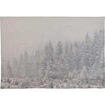 Groot wanddoek - linnen muurdecoratie - winterlandschap mist - wandkleed schilderij poster - 158 x 110 cm