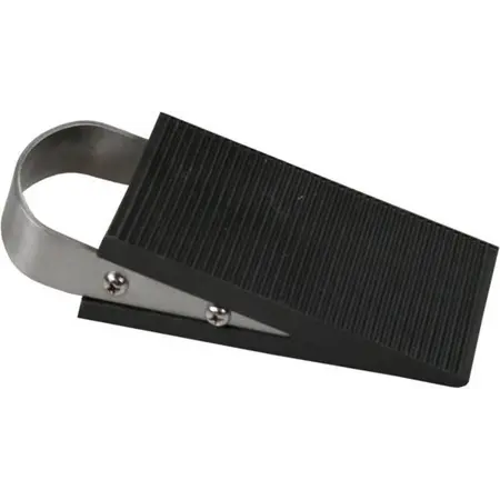 HSP Deurstopper Premium Deurwig Rubber 12x5x3cm Binnen en Buiten RVS - Zwart