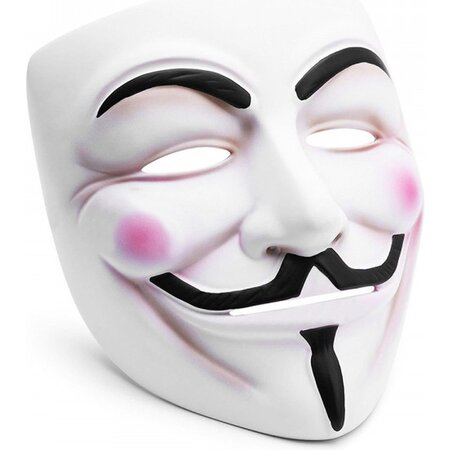Merkloos Anonymous Masker - Wit - Vendetta - Guy Fawkes - Leuk voor Halloween - Verkleedpartijtje - 2 stuks