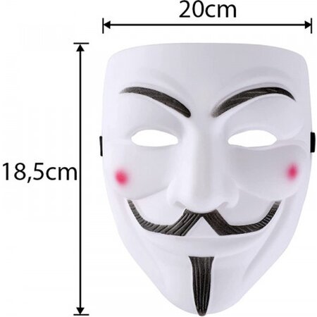 Merkloos Anonymous Masker - Wit - Vendetta - Guy Fawkes - Leuk voor Halloween - Verkleedpartijtje - 2 stuks