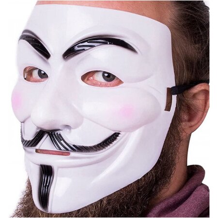 Merkloos Anonymous Masker - Wit - Vendetta - Guy Fawkes - Leuk voor Halloween - Verkleedpartijtje - 2 stuks