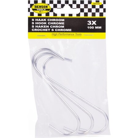 Benson Benson S-haak chroom - 100 mm - 3 stuks