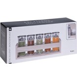 Excellent Houseware Houten kruidenrek met 5 glazen potten - Ophangbaar - Staand