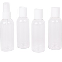 Reisflesjes Set - 4-delig - Transparant - Inclusief Etui - 80 ml