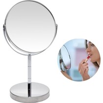 Make-up Spiegel met 2x Vergroting - make-up spiegel - 360 Graden Verstelbare Scheerspiegel - Ronde Spiegel met Modern Design - Chroom Afwerking - Ideaal voor Badkamer en Slaapkamer