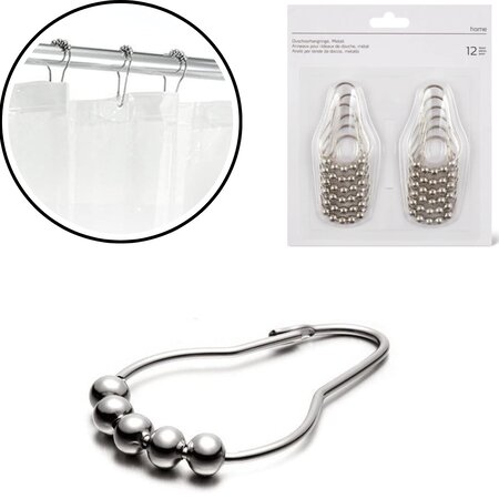 Home Douchegordijn ringen metaal - Douche Gordijn - Shower Curtain Rings  - 7,2 cm - 12 stuks