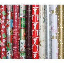 Cadeaupapier - Inpakpapier - Kerstthema - rol 2m x 70cm - 5 rollen assorti