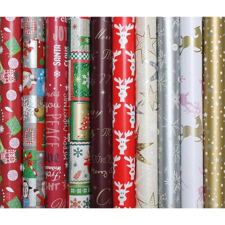 Merkloos Cadeaupapier - Inpakpapier - Kerstthema - rol 2m x 70cm - 5 rollen assorti