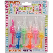 Partykaarsjes gedraaid - Verjaardagskaarsjes -  8,5 cm set van 6