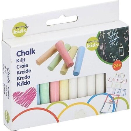 Topwrite Kids Schoolbordkrijt in verschillende kleuren - Kinderen - Creatief - 24 stuks