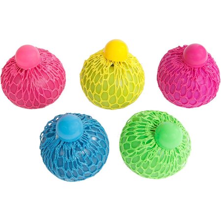 merkloos Stressbal neon parelmoer met net - Knijpbal - Studeerbal - Squeeze bal