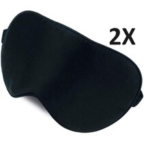 2x Zijden Verduisterende Slaapmasker voor volwassenen - Vrouwen en Mannen - Verstelbaar - Oogmasker - Nachtmasker - Reismasker - Slaap masker - Oog masker - Zwart