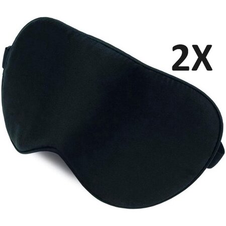 Merkloos 2x Zijden Verduisterende Slaapmasker voor volwassenen - Vrouwen en Mannen - Verstelbaar - Oogmasker - Nachtmasker - Reismasker - Slaap masker - Oog masker - Zwart