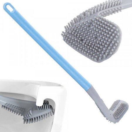 Merkloos Siliconen wc borstel - Siliconen Toiletborstel - WC Borstel met Houder - Wc Borstel Siliconen - Optimale Hygiëne - Blauw