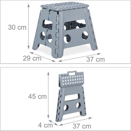 Relaxdays opstapje inklapbaar - tot 120 kg - 30 x 37 x 29 cm - badkamer - lichtgrijs