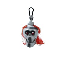 Halloween hangdecoratie pop - Horror decoratie doodskop - hangend - 17 cm - Oranje haar