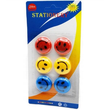 Merkloos Smiley Magneetjes - Koelkast, Whiteboard magneet - Emoji Magneten - 3cm - 6 stuks