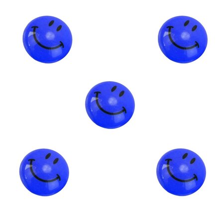 Merkloos Smiley Koelkast magneten - 5 stuks - Blauw