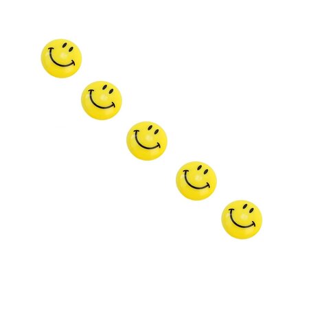 Merkloos Smiley Koelkast magneten - 5 stuks - Geel