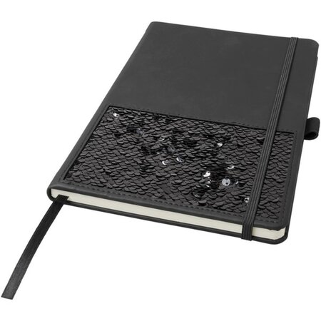 Sequin Notitieboek blanco A5 met pailletten - Hardcover - 70 Gr papier - Elastiek  - Blanco