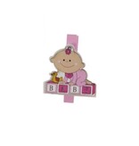 Merkloos Mini houten knijpers baby roze - Geboorte Babyshower foto kaart knijpers - 6 stuks