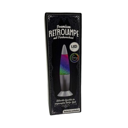 Delight Lavalamp glitter - Retrolamp - 19 cm - Grijs - Multicolor