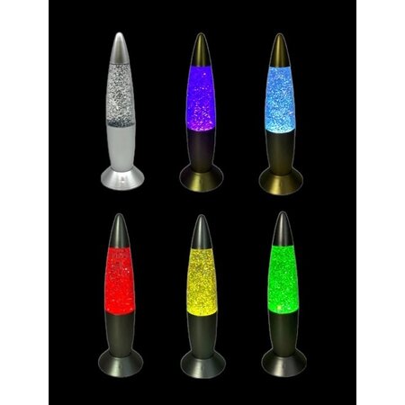 Delight Lavalamp glitter - Retrolamp - 19 cm - Grijs - Multicolor