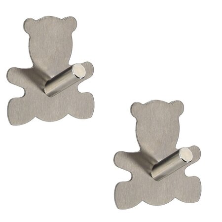 Merkloos Towel hanger - Handdoek haak - RVS - Beer - Set van 2