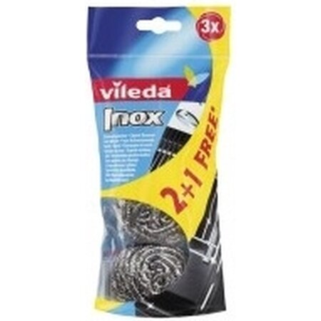 Vileda RVS staalspons badkuip - Staalborstel - Afwasborstel - Staal spons / borstel - Set van 3