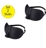 merkloos Slaapmasker - Oogmasker - Slapen - Reizen - migraine - nachtrust - Zwart - Set van 2