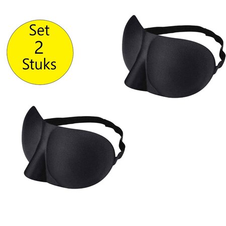 merkloos Slaapmasker - Oogmasker - Slapen - Reizen - migraine - nachtrust - Zwart - Set van 2