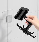 Merkloos Keuken organizer - Zelfklevend wandrek met 6 haakjes - Ophangrek haak -Zwart - Set van 2