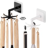Merkloos Keuken organizer - Zelfklevend wandrek met 6 haakjes - Ophangrek haak -Zwart - Set van 2