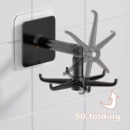 Merkloos Keuken organizer - Zelfklevend wandrek met 6 haakjes - Ophangrek haak -Zwart - Set van 2
