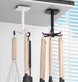 Merkloos Keuken organizer - Zelfklevend wandrek met 6 haakjes - Ophangrek haak -Zwart - Set van 2