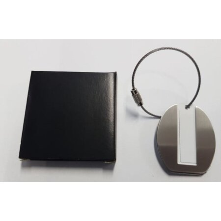Merkloos Aluminium bagagelabel met rvs bevestigingskoord - Set van 2
