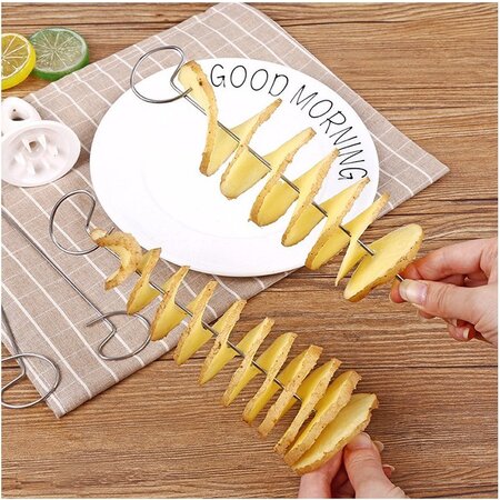Merkloos Aardappel Snijder - Potato twister - Chips maker - Spies - RVS