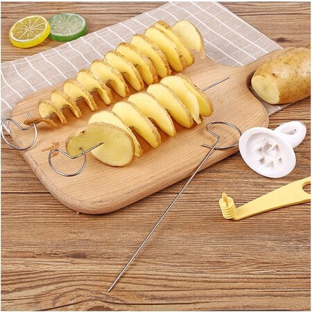 Merkloos Aardappel Snijder - Potato twister - Chips maker - Spies - RVS
