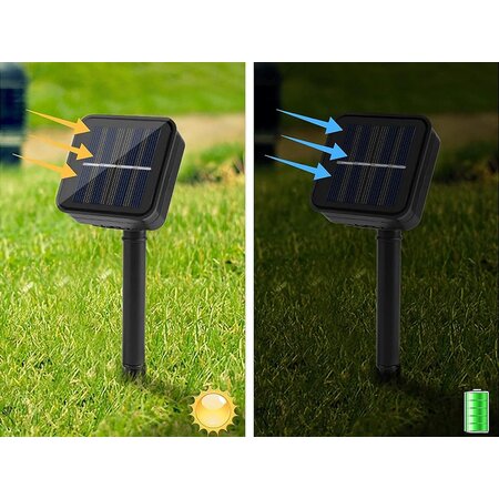 Verk Group Tuinverlichting - Solar - Guirlande zonne verlichting 20 led - Veelkleurig - 8 Verlichtingsmodi