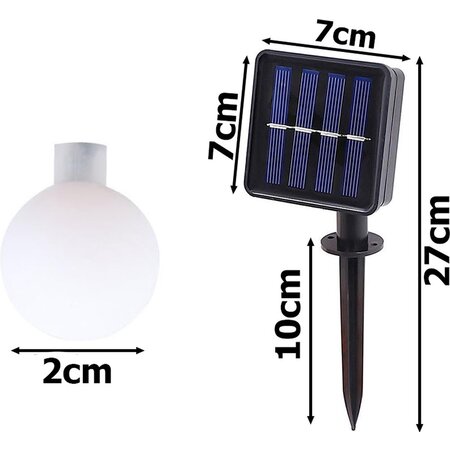 Verk Group Tuinverlichting - Solar - Guirlande zonne verlichting 20 led - Veelkleurig - 8 Verlichtingsmodi