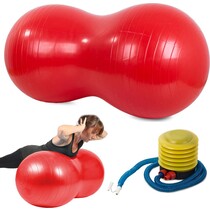 Fitness gymbal - Yoga bal inclusief pomp - Pinda grote bonen - Lengte 90 cm - Rood