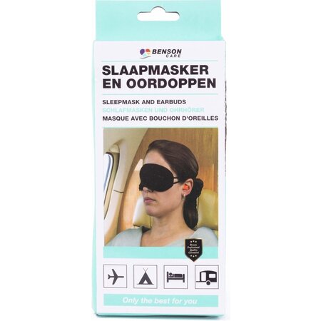 Benson Benson Reisset - Slaapmasker en oordoppen - Comfortabel - Zwart - Universele maat