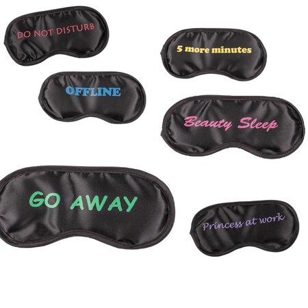 Out Of The Blue Slaap masker met Engelse spreuken - Set van 6 - Zwart