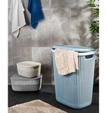 Keeeper Keeeper gevlochten kunststof wasmand met deksel Arne blauw 57 Liter